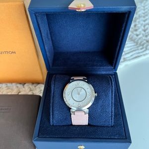 Genuine LOUIS VUITTON Tambour Slim Diamond 33mm Quartz Watch